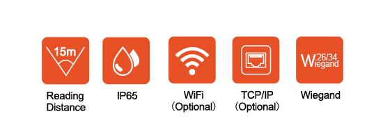 주차를 위한 방수 장거리 Uhf Rfid 독자 Wiegand 26/34 TCP/IP 와이파이